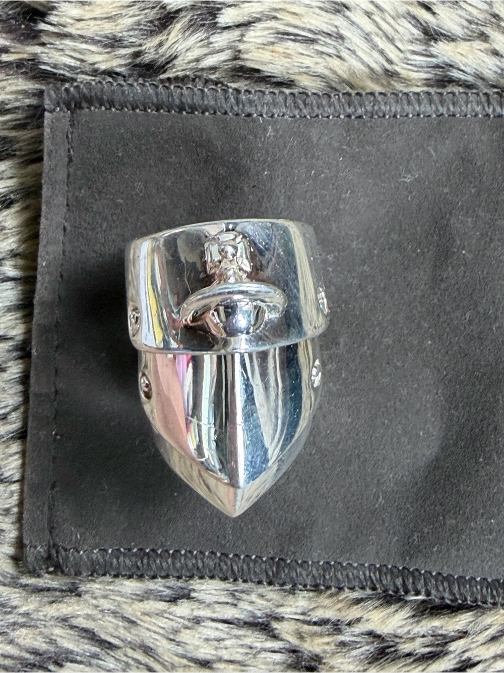 Vivienne Westwood Sterling Silver Armour Ring w/ Orb - Excellent Pre Owned Cond - Picture 9 of 11